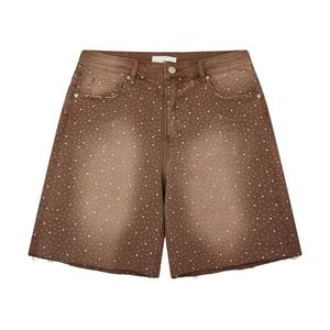 Short en jean pour homme, tendance, nouvelle arrivée, été, design unique, style streetwear, pantalon de haute qualité, short en jean avec strass - Product Image 1