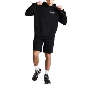 Collection Hiver Deux Pièces Personnalisée Unisexe-Ensemble Court à Capuche à Manches Longues Survêtement Imprimé Printemps Solide Grande Taille - Product Image 3