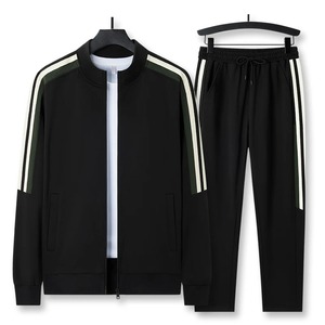 2024 invierno 100% algodón personalizado sudadera pantalones de chándal hombres conjunto de dos piezas negro chándal Hip Hop Streetwear correr deporte - Product Image 2