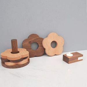 High quality wooden coasters with unique grain texture for durable protection of <b>furniture</b> from hot or cold beverages - Product Image 5