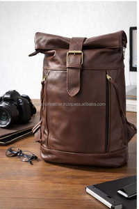 Mochila de Cuero Genuino con Parte Superior Enrollable, Estilo Vintage, para Viajes, con Correas Ajustables, LTBP-0035 - Product Image 5