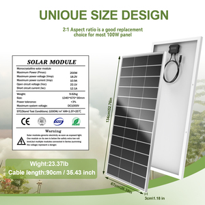 Panneau solaire monocristallin de type N 200W IP68, efficacité 22%, garantie 25 ans, portable pour camping-car, fourni par l'usine - Product Image 6