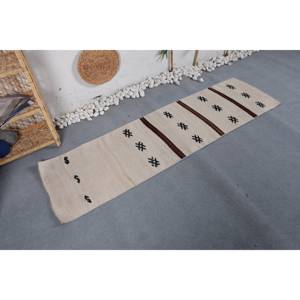 Tapis Turc Vintage 1.9 X 6.7ft Bohème Blanc Blanc Style Classique Patchwork Design pour Salon Décor Laine Matériel Latex 4m - Product Image 2