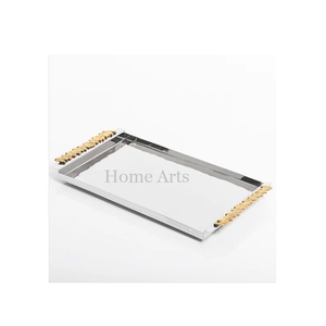 Plateau de service à chocolat couleur argent en acier inoxydable Plateau à dessert de taille personnalisée de forme rectangulaire pour l'usage au restaurant - Product Image 1