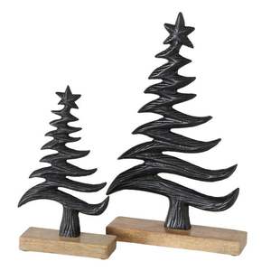 Juego de 2 estantes en forma de árbol con revestimiento de polvo negro, decoración de mesa, Material de alta calidad hecho a mano, diseño único, decoraciones navideñas - Product Image 1