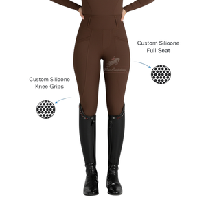 Leggings d'équitation pour femmes à taille haute, avec grip au genou, grip en silicone sur toute la surface, respirants, extensibles, collants d'équitation - Product Image 1