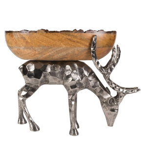 AK Laiton Métal Martelé Design Âne En Argent Fini Avec Plateau Bol À Fruits En Bois Pour Vaisselle/Décor De Cuisine - Product Image 3