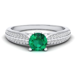 Anillo de Esmeralda de Corte Brillante Redondo de 0.75 Quilates, Precio de Fábrica REYES, en Oro Sólido de 14K, Joyería de Boda con Moissanita - Product Image 5