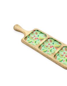 Plateau de service en bois Poignée Rectangle Forme Design Floral Scénique-Restaurant Usage Domestique Occasions Festives (Ramadan Décoratif - Product Image 3