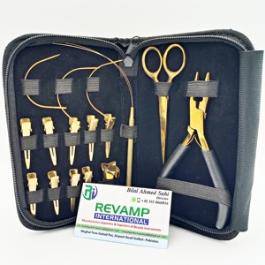 Custom Logo Hand Tied Gold Plated Micro-Link Waterproof Hair Extension Tool <b>Kit</b> Set Sustainable Stainless Steel Eco-Friendly - Product Image 1