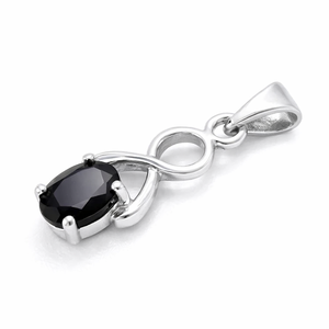 Pendentif tendance en argent sterling plaqué rhodium avec onyx noir taille ovale – Fait main, cadeau minimaliste POUR ELLE, bijoux de février - Product Image 2
