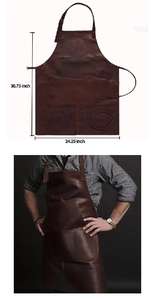 Delantal de cuero genuino de alta calidad para barbacoa Delantal de trabajo de cuero personalizado duradero - Product Image 4