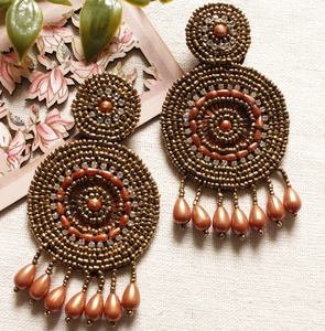 Pendientes colgantes de corazón con bordado de cuentas, pendientes de cuentas para mujer, joyería festiva para fiestas al mejor precio, pendientes de cuentas - Product Image 2