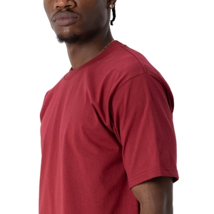 เสื้อยืดคอกลมแขนสั้นผ้าคอตตอนหนานุ่มสีแดงเบอร์กันดีสำหรับผู้ชาย Pro Club  สามารถสกรีนโลโก้ได้ ระบายอากาศได้ดี ผลิตจากผ้าที่เป็นมิตรต่อสิ่งแวดล้อม - Product Image 4