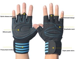 Venta caliente al por mayor de cuero Guantes de fitness Muñequera Guantes de levantamiento de pesas Hombres Mujeres Entrenamiento de gimnasia Proteger Palm Guantes deportivos - Product Image 5