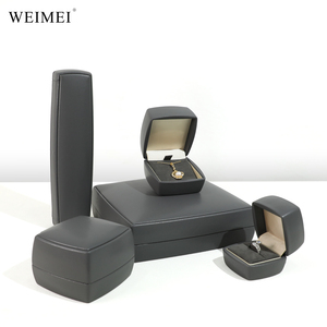 WEIMEI Luxury Grey Leather Ring <b>Jewelry</b> Packaging <b>Box</b> Wholesale Price Custom Logo for Earrings Bangle Ring <b>Box</b> - Product Image 2
