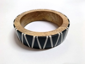 Brazalete ancho grueso de madera Natural hecho a mano étnico tallado flor declaración pulsera mujer Vintage joyería de madera - Product Image 5