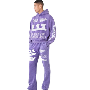 Chándal de gran tamaño inspirado en ropa de calle para hombre, logotipo personalizado, proveedor al por mayor, conjunto de dos piezas con capucha y Jogger - Product Image 3