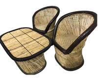 Ensemble de tables et chaises de salle à manger en bambou de style antique, mobilier de parc extérieur écologique
