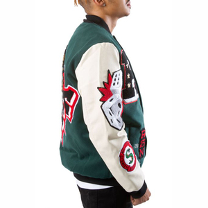 Fabricant de vestes d'université imprimées épaisses personnalisées pour hommes Vestes d'université à col montant pour le rembourrage de baseball d'hiver - Product Image 5