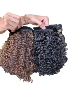 Venta al por mayor 100% Original Vietnam rizado peluca mejor calidad máquina doble trama Frontal peluca cruda sin procesar cabello humano trama - Product Image 4