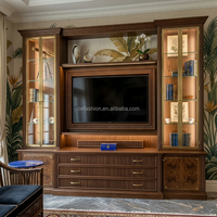 Ensemble de canapés en rotin foncé de style tropical colonial OE-FASHION, table basse en bois de burl, meubles de salon pour villa FF&E