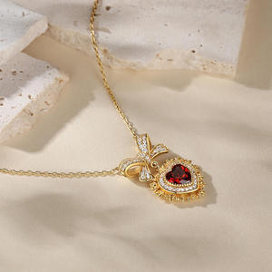 Collier en argent sterling Jeulia Radiant Love Halo Heart Cut, cadeau idéal - Product Image 6