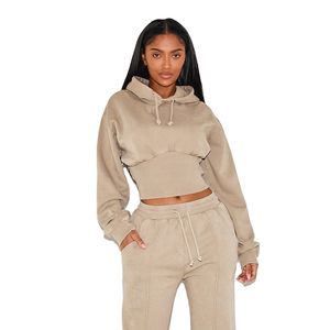 Top Corto con Capucha Elegante para Mujer, Ropa Casual de Invierno, Talla Grande, Algodón Transpirable, Antibolitas, Logotipo Frontal - Product Image 3