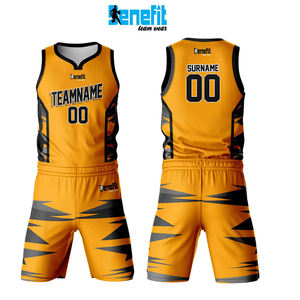 Ensemble d'uniformes de basket-ball en polyester unisexe, vêtements de sport de plein air respirants avec motif d'équipe imprimé sans manches pour hommes et femmes - Product Image 3