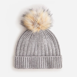 Gorro de punto de invierno cálido con pompón de piel sintética, gorro de punto de Cable cálido para hombres y mujeres, gorro de calle de color personalizado para el Norte - Product Image 2