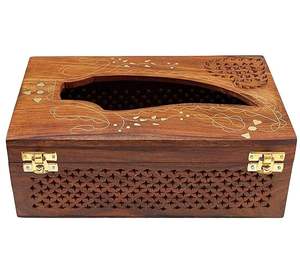Boîte à mouchoirs en palissandre de qualité supérieure avec support de boîte à mouchoirs en bois naturel décoratif sculpté pour table à manger et salon - Product Image 3