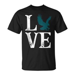 T-shirt inspirant Love Eagles Flying Bird, noir, unisexe, taille adulte - Product Image 1
