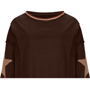 Sudadera de Cuello Redondo de Felpa de Punto Transpirable con Bordado Marrón de Invierno para Mujer, Ecológica, de Marca Personalizada, 340 Gramos - Product Image 4