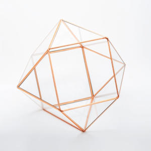 2025 Latest Multipurpose Glass Terrarium Decorative <b>Copper</b> Metal Rim Tempered Glass <b>Candle</b> & Plants <b>Holder</b> - Product Image 2