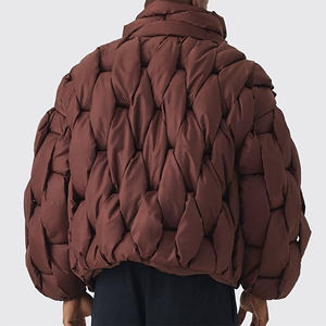 Unisex Winter Custom Made Logo Hooded Windproof Canvas Bomber Puffer <b>Jacket</b> with <b>Mandarin</b> <b>Collar</b> Plus Size Quality - Product Image 4