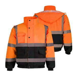 High Visibility Men <b>Orange</b> Hi Vis Safety <b>Hoodie</b> for Worker Reflective <b>Hoodie</b> High Visibility Sweatshirts Jacket - Product Image 5