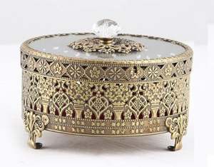 Boîtes à bijoux en métal pour ranger des bijoux élégants en laiton argenté oxydé, organisateur de rangement pour bijoux carrés en métal - Product Image 3