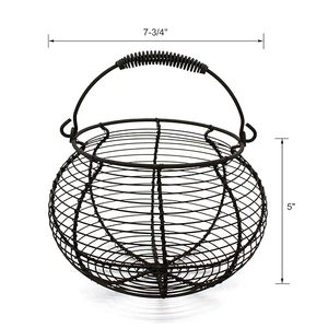 Panier à oeufs en métal rustique avec poignée de natation Design primitif vintage pour la collecte de nourriture - Product Image 2