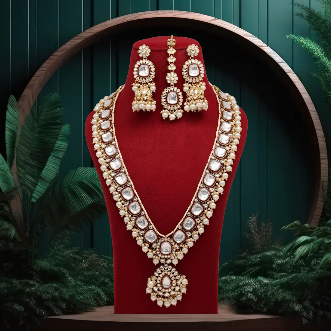 Collar Kundan colorido tradicional indio de peso ligero con pendientes largos, joyería india de moda de diseñador exclusivo