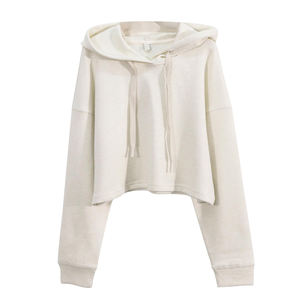 Sudaderas con capucha cortas para mujer de la mejor calidad y Último precio, ropa informal lisa en blanco, sudaderas con capucha cortas para mujer de Color sólido a granel - Product Image 2