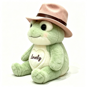 customized Cowboy frog plush <b>toy</b>, Frog <b>stuffed</b> animal with pink fedora hat, Cute sitting frog plush - Product Image 4