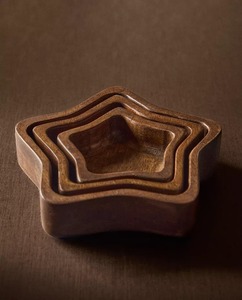 Ensemble de 3 bols en bois modernes en forme d'étoile - Product Image 2