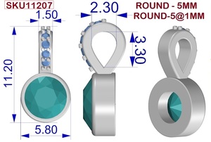 Pendentif rond en zircon naturel Iolite, style romantique, argent sterling plaqué or et rhodium, cadeau pour elle - Product Image 6