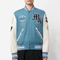Veste universitaire en cuir d'hiver de haute qualité pour hommes, corps en laine, manches en cuir véritable personnalisées, bomber universitaire