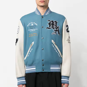 Veste universitaire en cuir d'hiver de haute qualité pour hommes, corps en laine, manches en cuir véritable personnalisées, bomber universitaire - Product Image 1