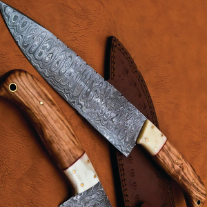 Couteau de chef de cuisine de style japonais en acier Damas de qualité supérieure personnalisé en gros gaine de coupe en cuir faite à la main OEM - Product Image 6