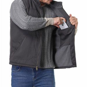 Chaleco de Lona Transpirable de Diseño Personalizado para Hombre, Invierno, Bordado, Cierre de Cremallera Sólido, Logotipo Frontal, Disponible al por Mayor - Product Image 3