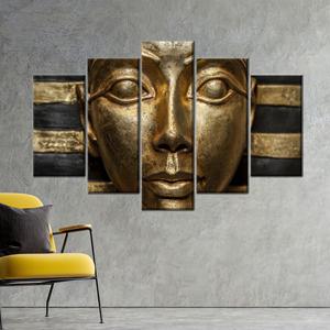 Impression sur toile Pharaon égyptien : Décor mystique visage antique doré, Lot de 5 : Toile encadrée - Product Image 1