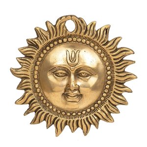 Luxurious Brass Surya <b>Wall</b> Hanging Abstract <b>Framed</b> Vertical <b>Design</b> Handicraft Art for Home Office Farmhouse for Diwali Decor - Product Image 1