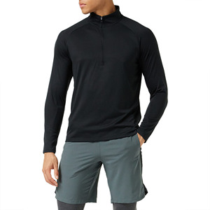 High Neck 1/4 Zip Long Sleeve Gym <b>Jacket</b> Compression <b>Workout</b> Pullover Spandex/Polyester Quick Dry Breathable OEM Supply - Product Image 6